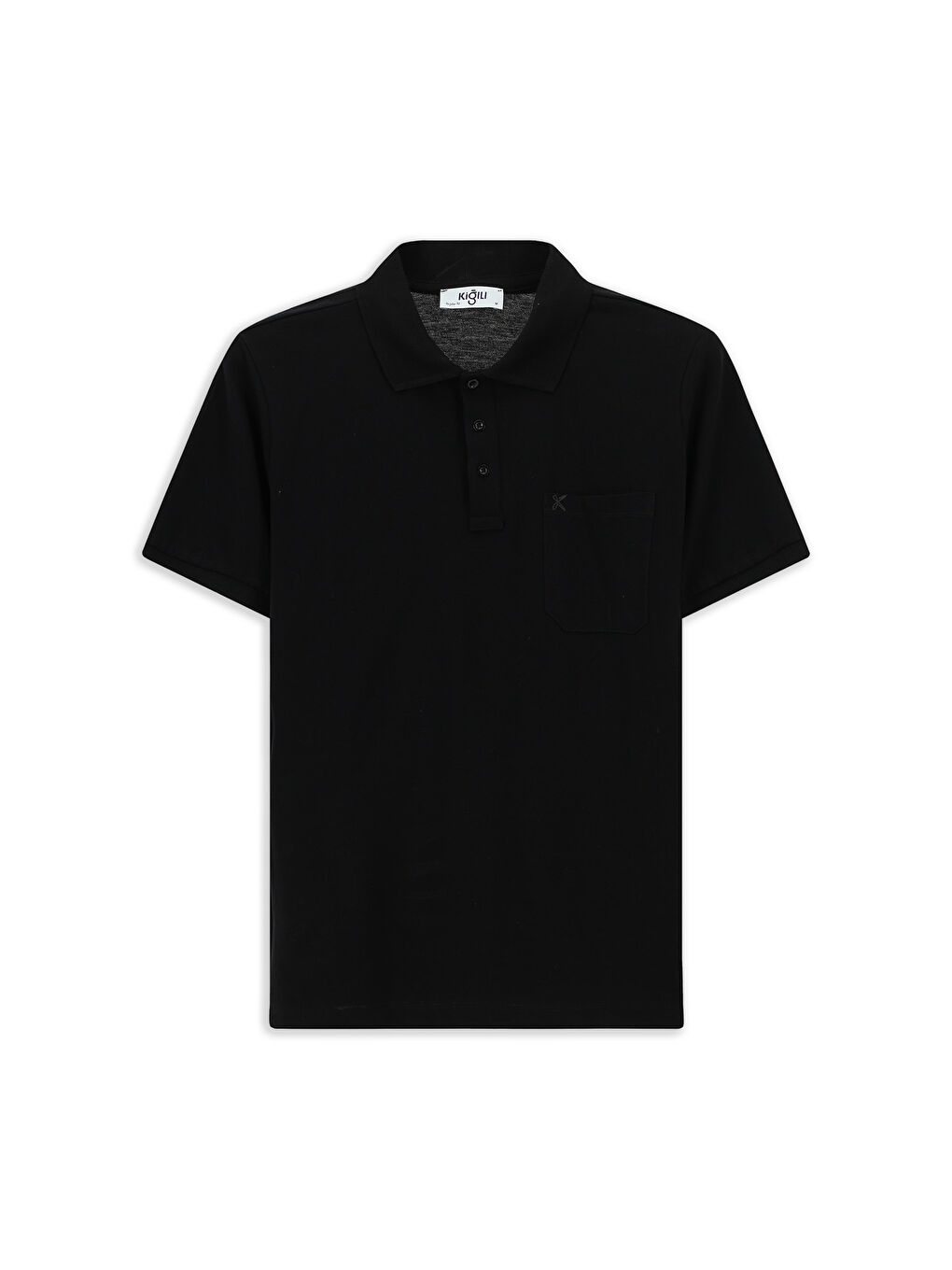 Siyah Regular Fit Pamuk Nakışlı Cepli Kıvrılmaz Polo Yaka %100 Pamuk Tişört-5