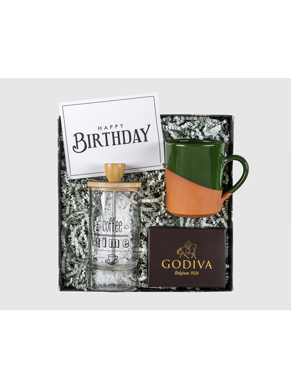 Siyah Naturel French Pressli Doğum Günü Hediye Kutusu