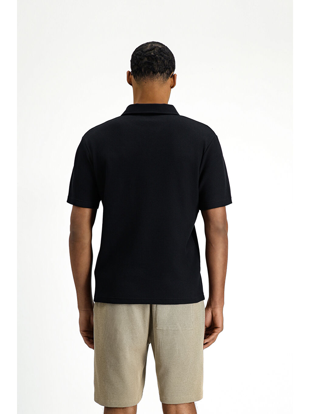 Siyah Regular Fit Pamuklu Polo Yaka Tişört-6