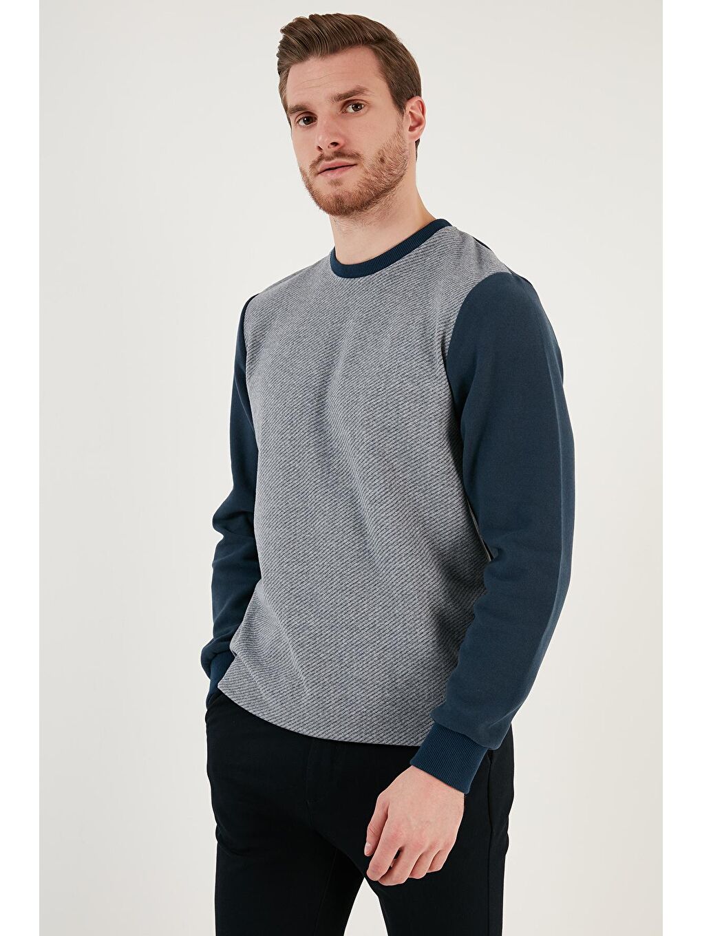 Buratti İndigo Pamuklu Regular Fit Bisiklet Yaka Erkek Sweatshirt 5905041