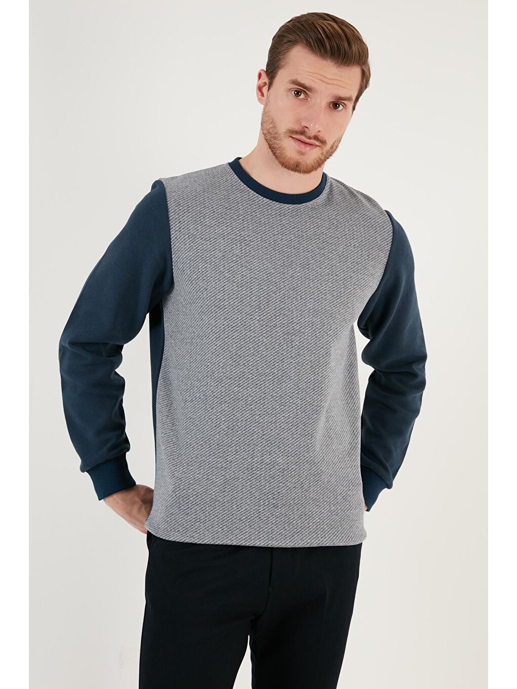 Buratti İndigo Pamuklu Regular Fit Bisiklet Yaka Erkek Sweatshirt 5905041 - 1