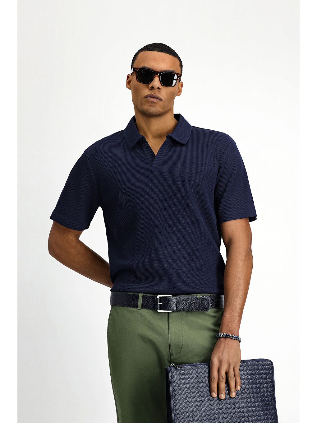 Lacivert Regular Fit Pamuklu Polo Yaka Tişört-2