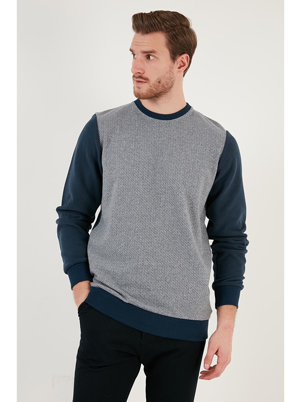 Buratti İndigo Pamuklu Regular Fit Bisiklet Yaka Erkek Sweatshirt 5905041 - 2