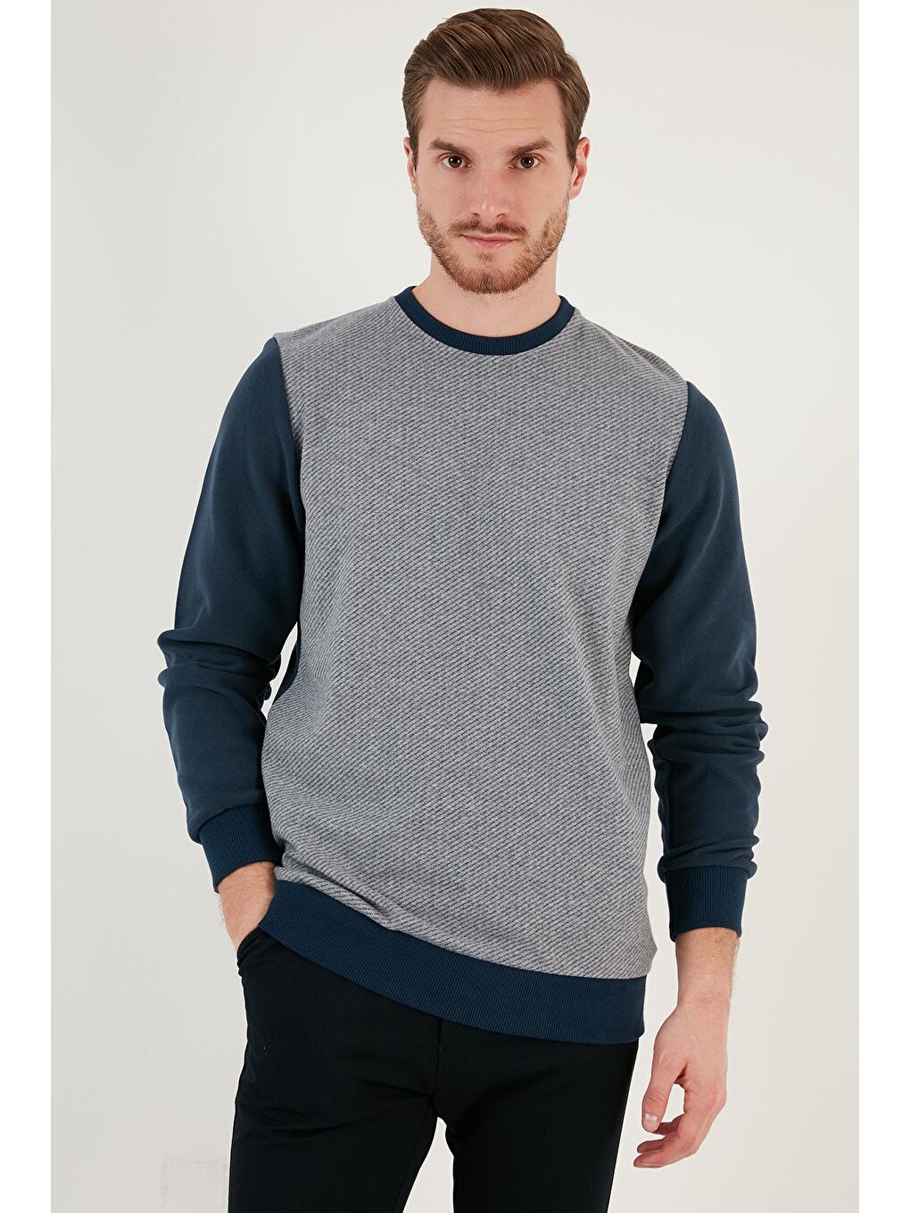 Buratti İndigo Pamuklu Regular Fit Bisiklet Yaka Erkek Sweatshirt 5905041 - 3