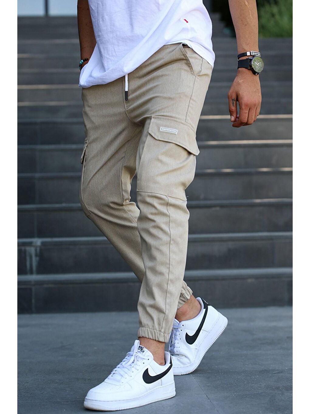 Bej Kargo Cep Jogger Pantolon 5437