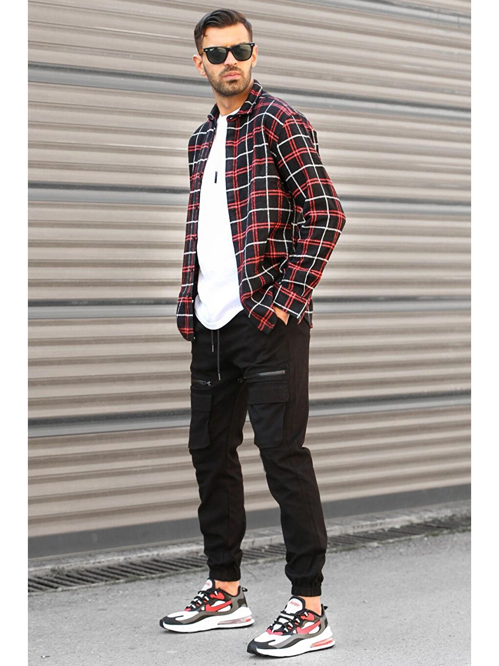 Erkek Siyah Slim Fit Kargo Cep Pantolon 5688-3