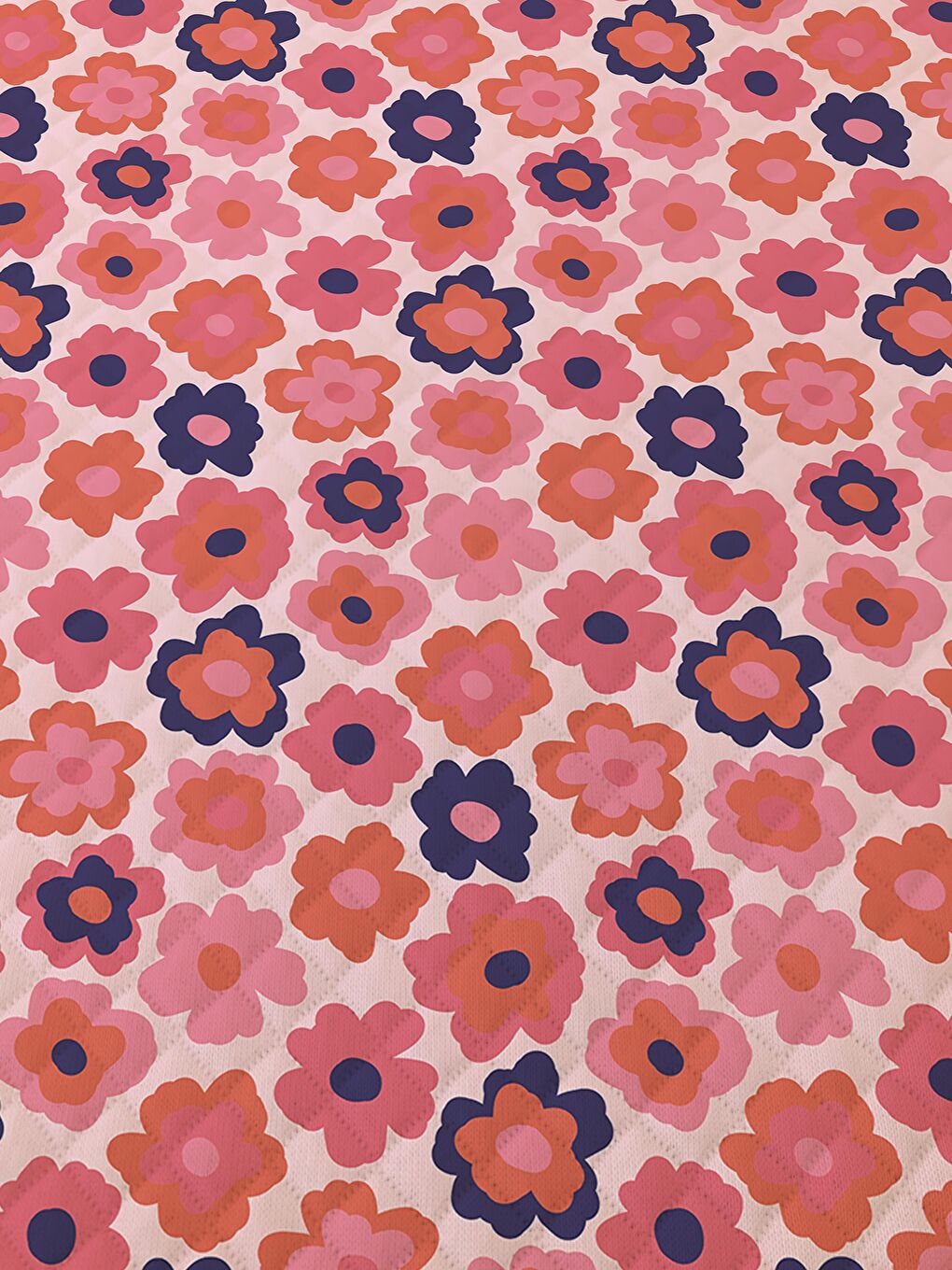 Karışık Çiçek Desen Çift Kişilik Baskılı Pike  (200x220 Cm)-1