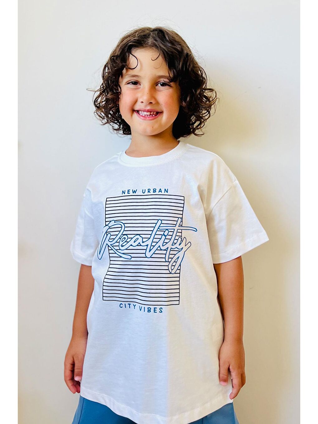 Erkek Çocuk Şortlu Takım Yazı Baskılı Kargo Cepli Beyaz (8 Yaş)-3