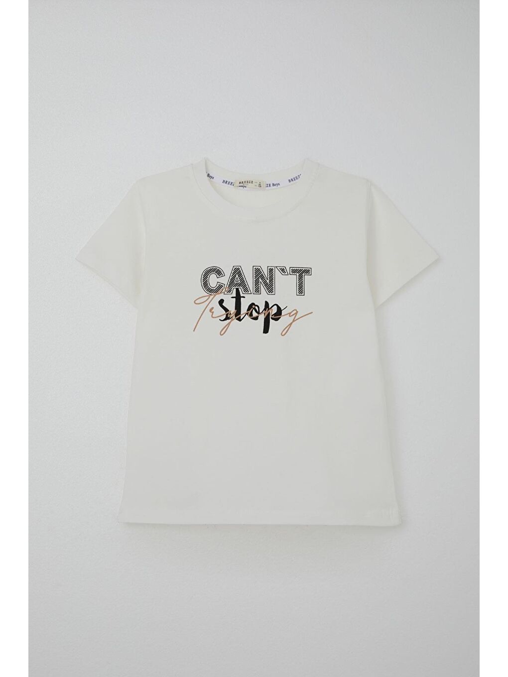 Erkek Çocuk Şortlu Takım Yazı Baskılı Bağcık Aksesuarlı Ekru (4 Yaş)-5