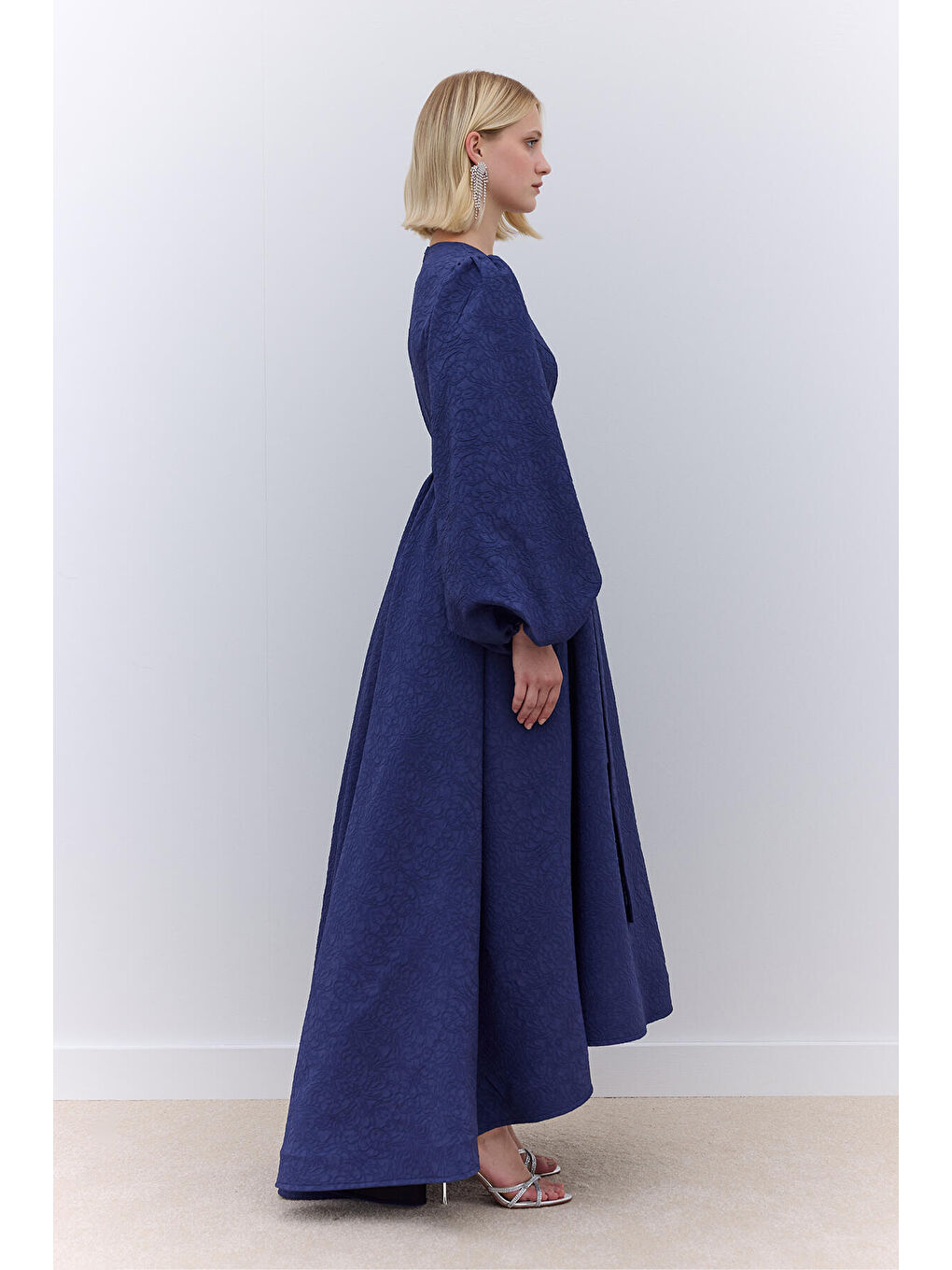 Lacivert Jakarlı Kuyruklu Abiye Elbise Gece Mavisi-3