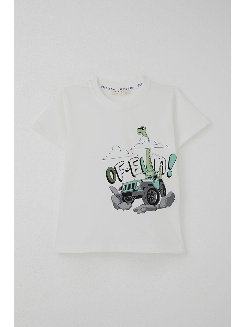 Erkek Çocuk Şortlu Takım Maceracı Dinozor Baskılı Beyaz (2-6 Yaş)-5