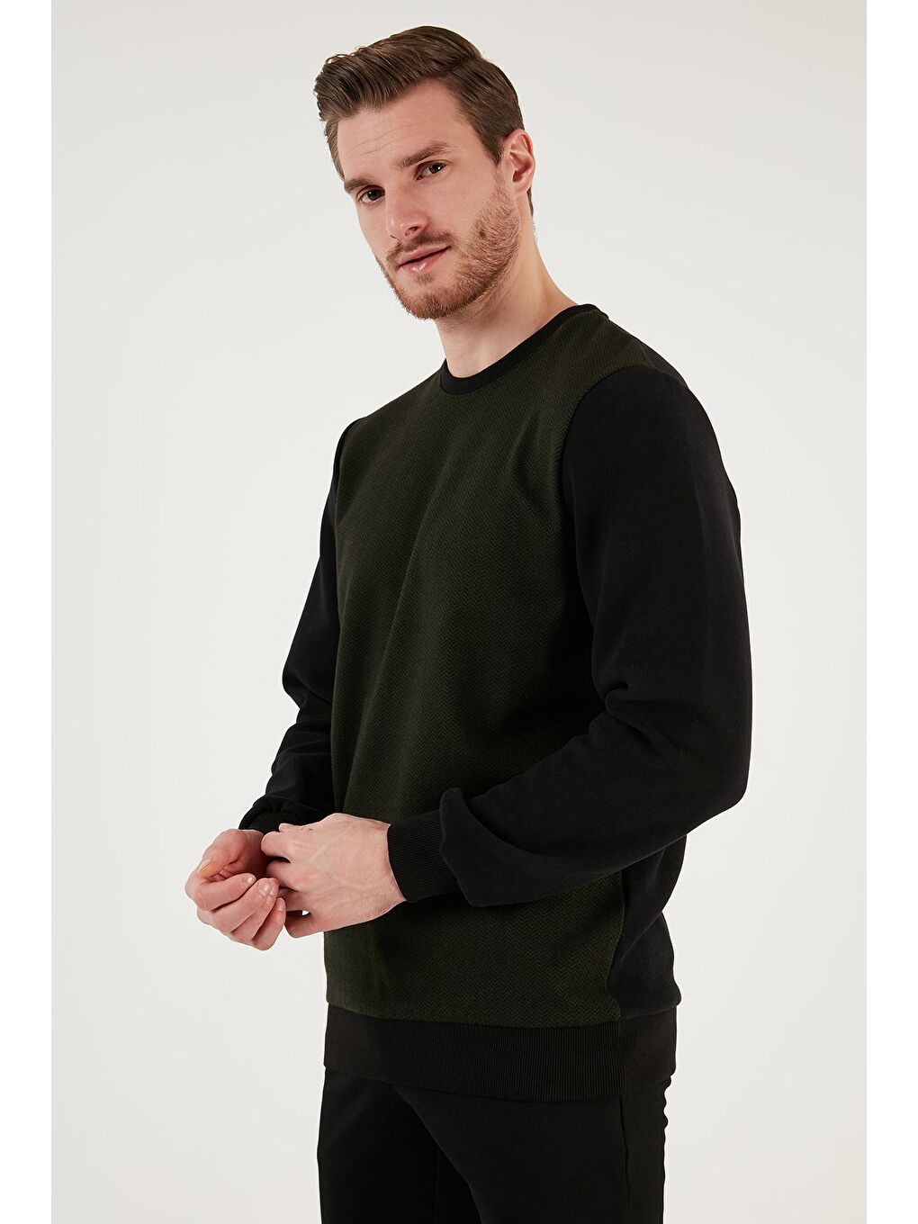 Buratti Haki Pamuklu Regular Fit Bisiklet Yaka Erkek Sweatshirt 5905041 - 1