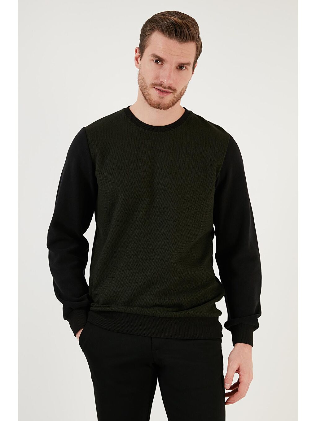 Buratti Haki Pamuklu Regular Fit Bisiklet Yaka Erkek Sweatshirt 5905041 - 2