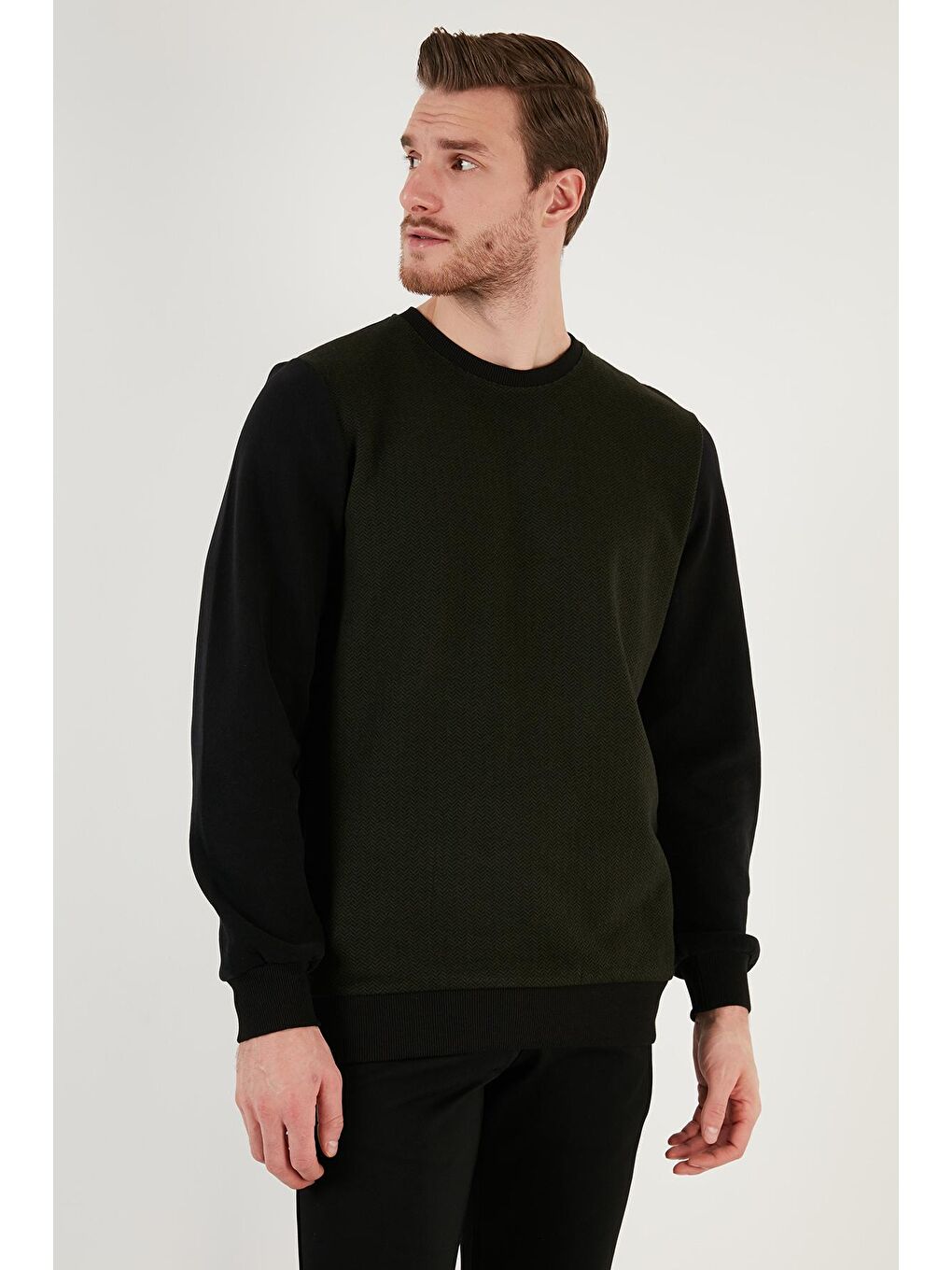 Buratti Haki Pamuklu Regular Fit Bisiklet Yaka Erkek Sweatshirt 5905041 - 4