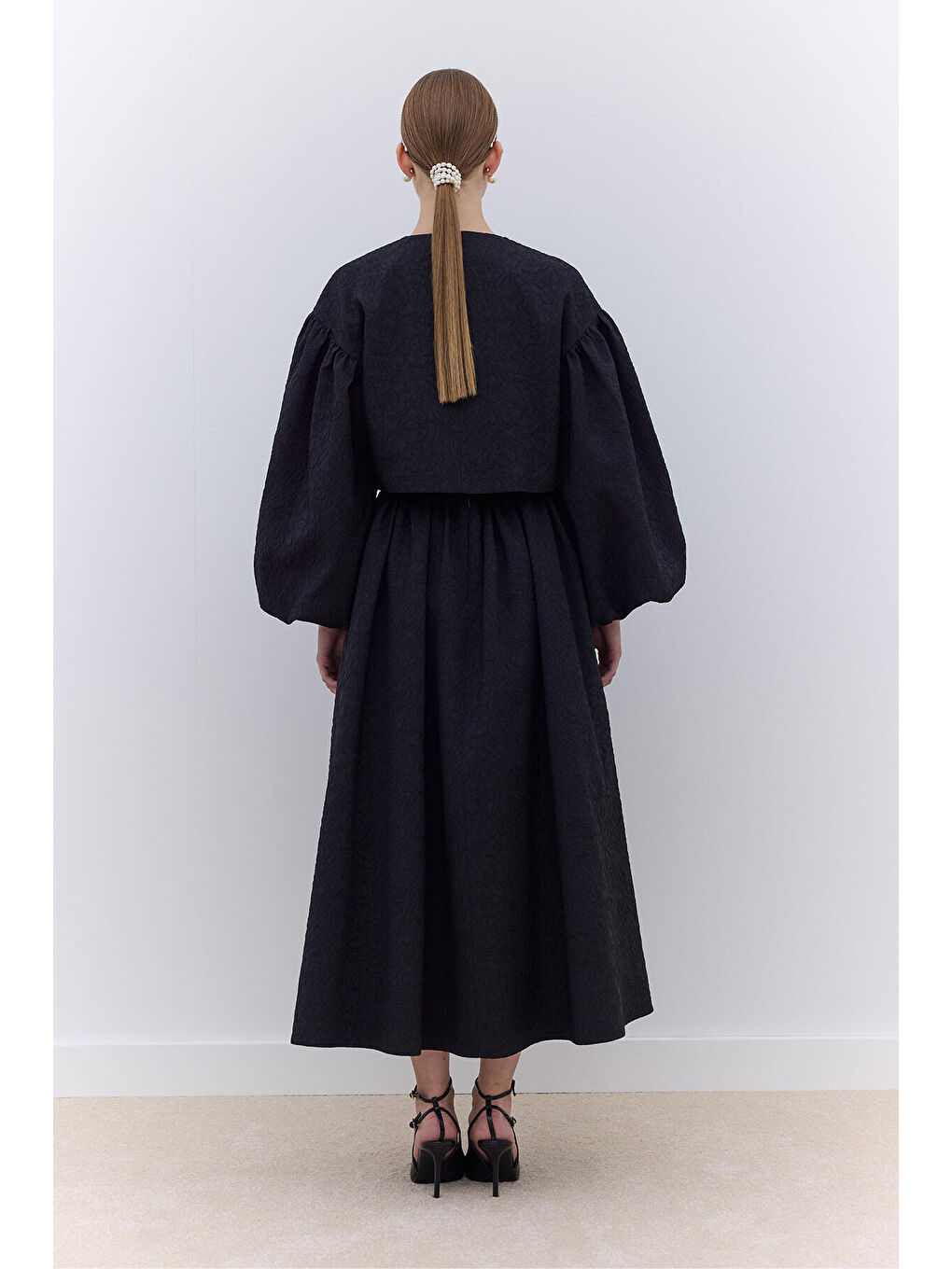 İnci Detaylı Abiye Bluz Siyah-4