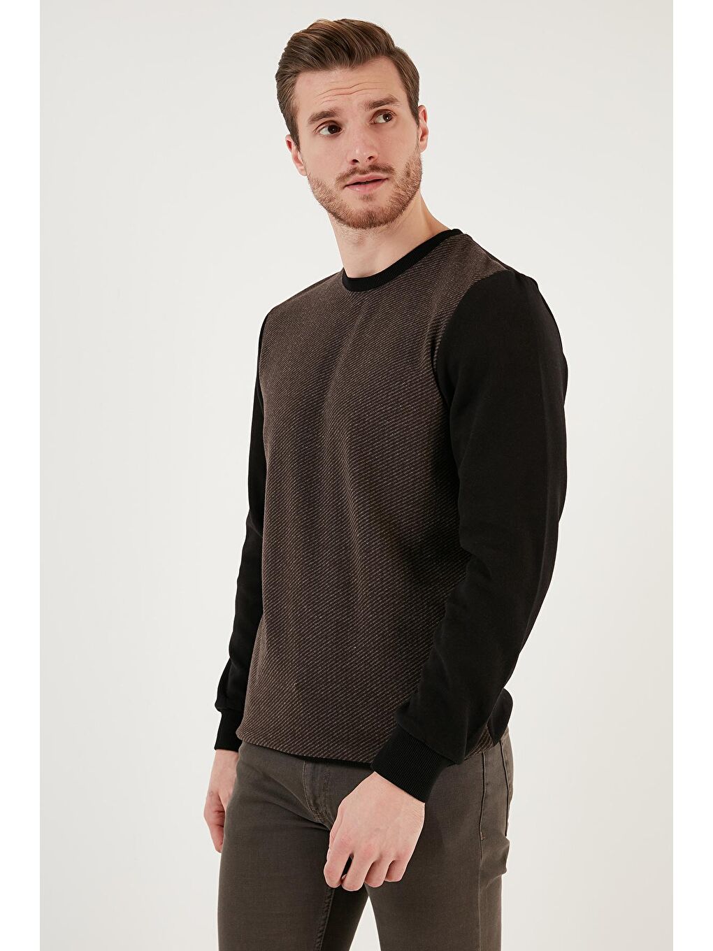 Buratti Kahverengi Pamuklu Regular Fit Bisiklet Yaka Erkek Sweatshirt 5905041