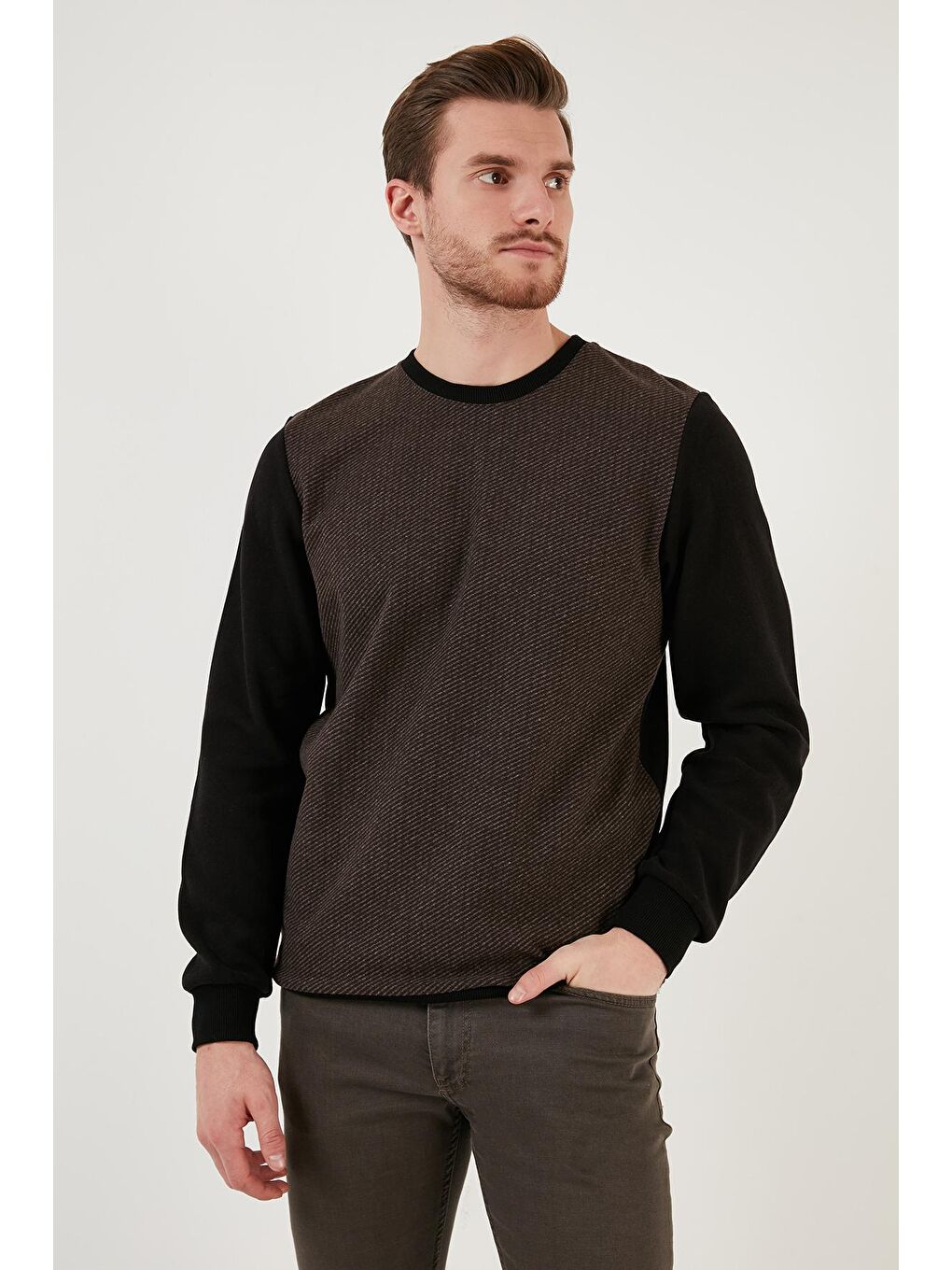 Buratti Kahverengi Pamuklu Regular Fit Bisiklet Yaka Erkek Sweatshirt 5905041 - 1