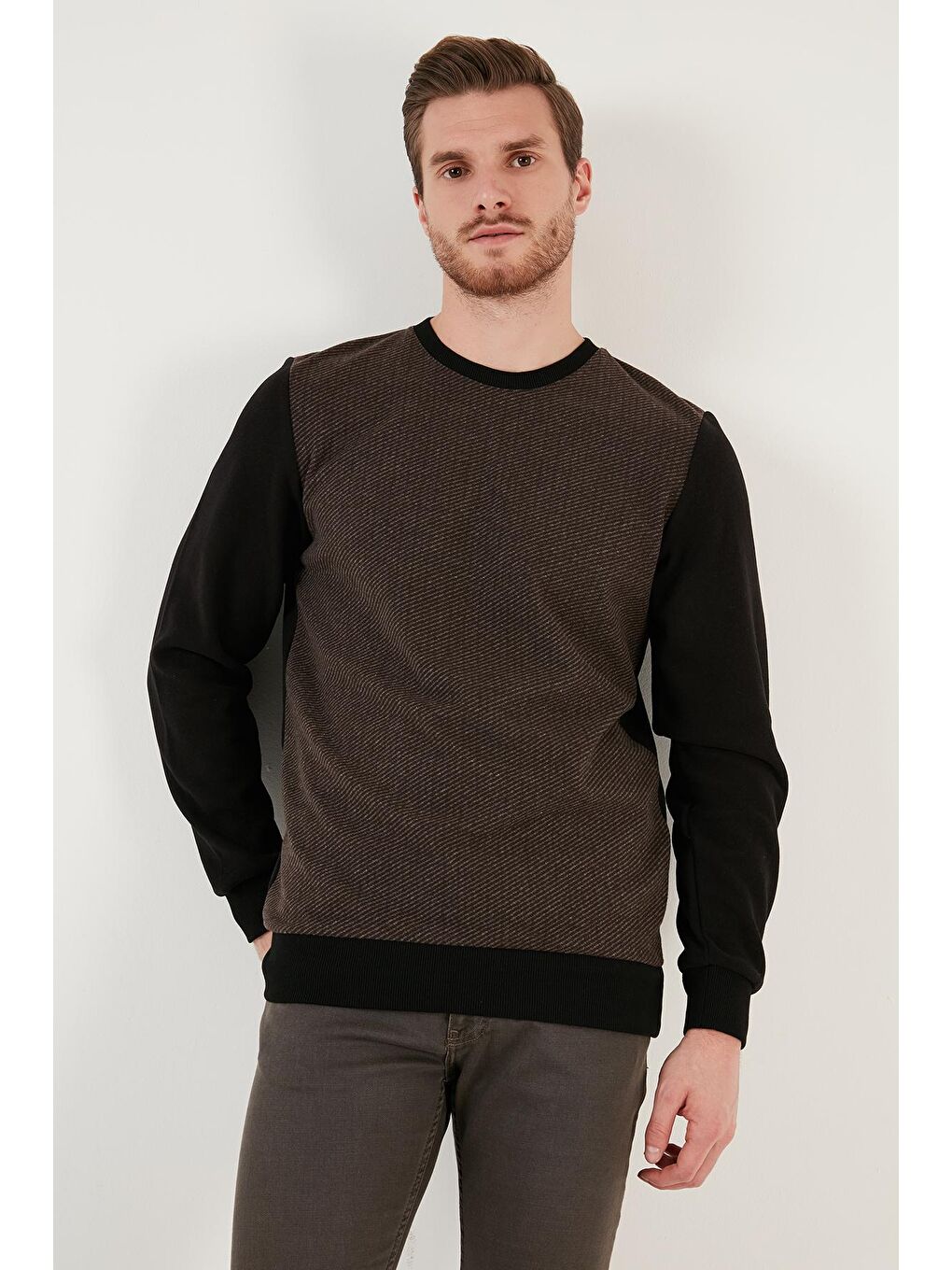 Buratti Kahverengi Pamuklu Regular Fit Bisiklet Yaka Erkek Sweatshirt 5905041 - 2