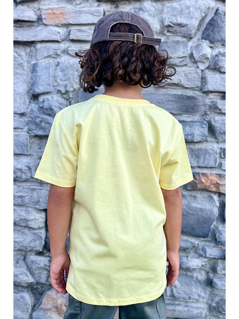 Erkek Çocuk Tişört Renkli Yazı Baskılı Sarı (8-14 Yaş)-1
