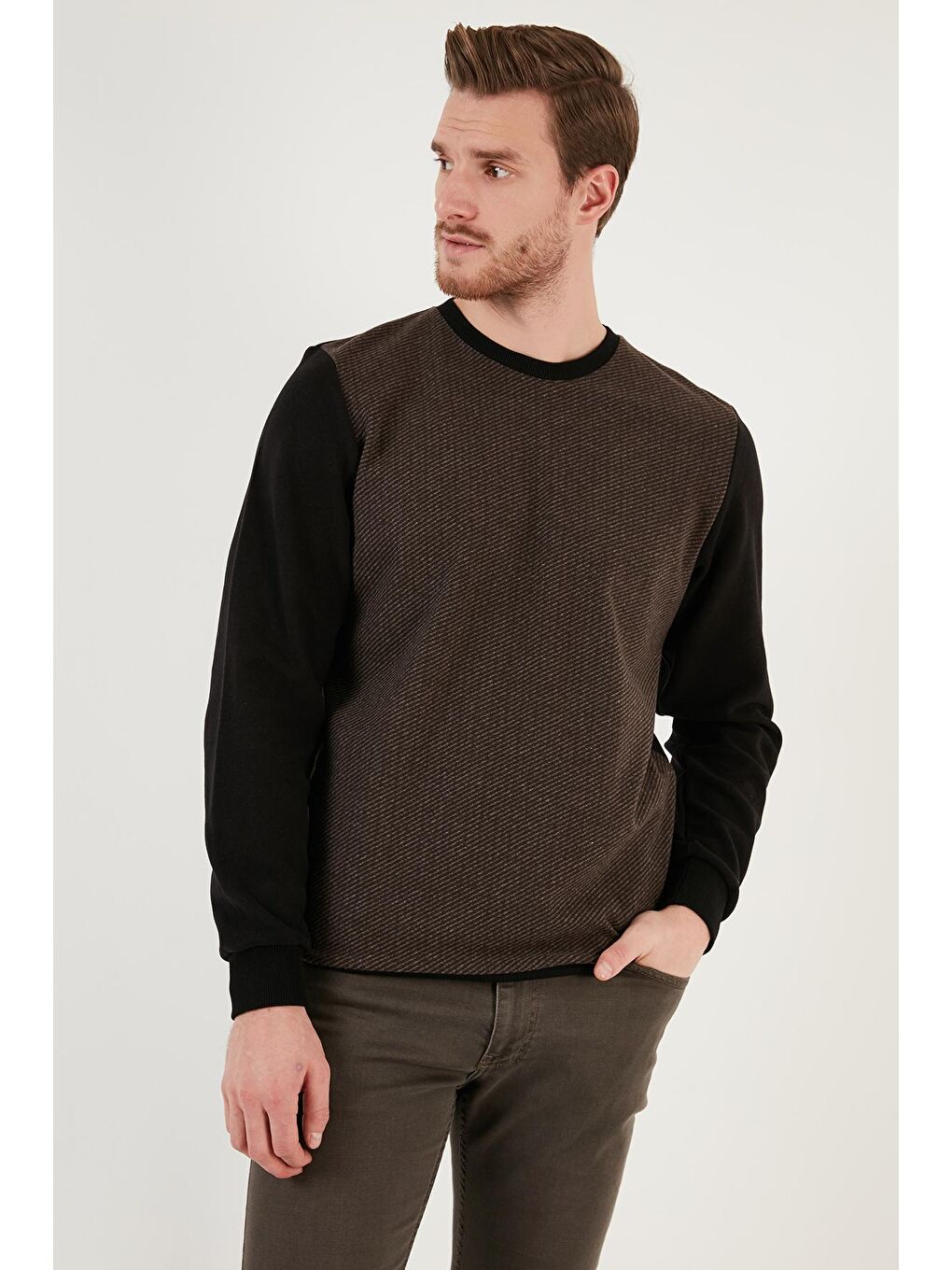 Buratti Kahverengi Pamuklu Regular Fit Bisiklet Yaka Erkek Sweatshirt 5905041 - 3