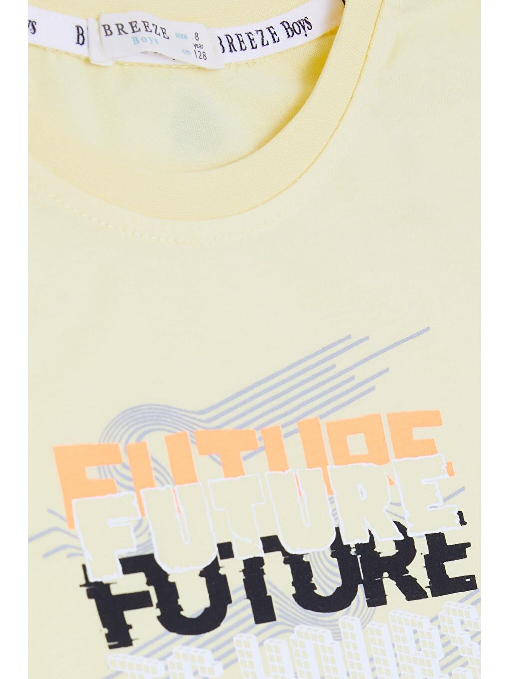 Erkek Çocuk Tişört Renkli Yazı Baskılı Sarı (8-14 Yaş)-4