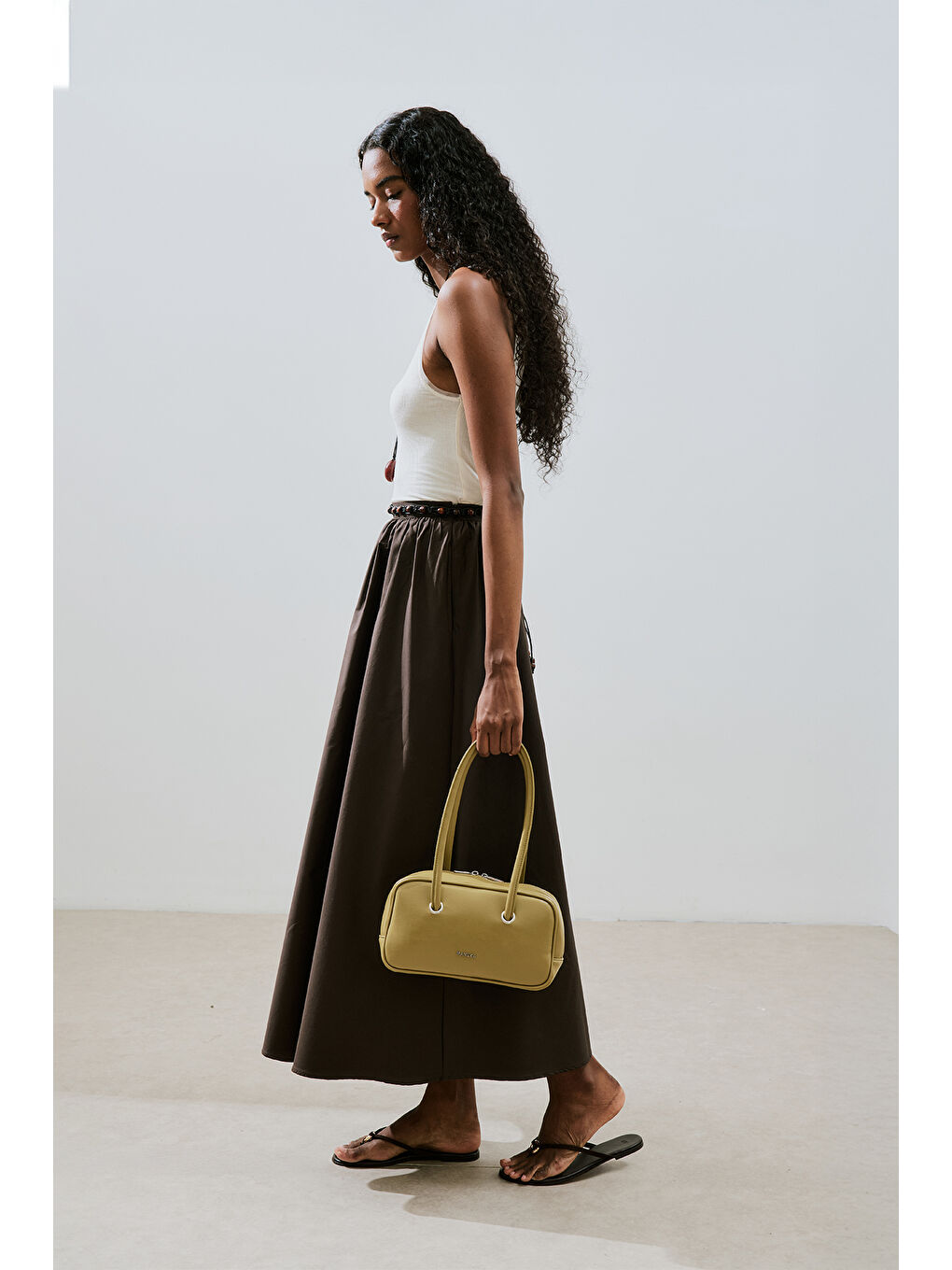 Kahverengi Volanlı Premıum Etek Acı Kahve-7