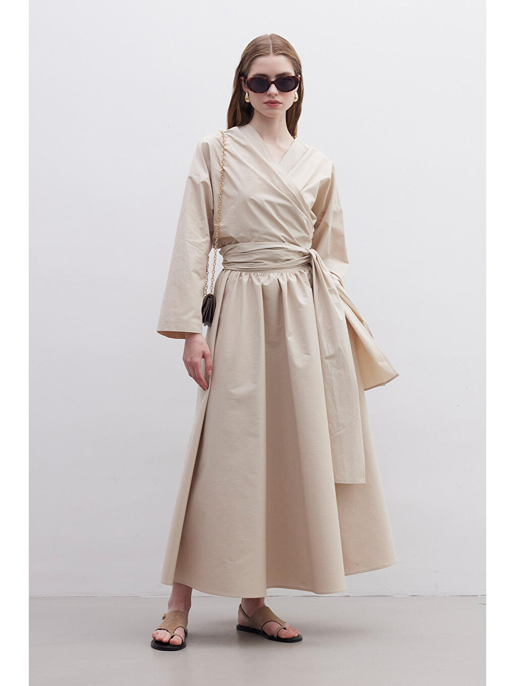 Bej Kimono Tarz Premium Gömlek Camel-1