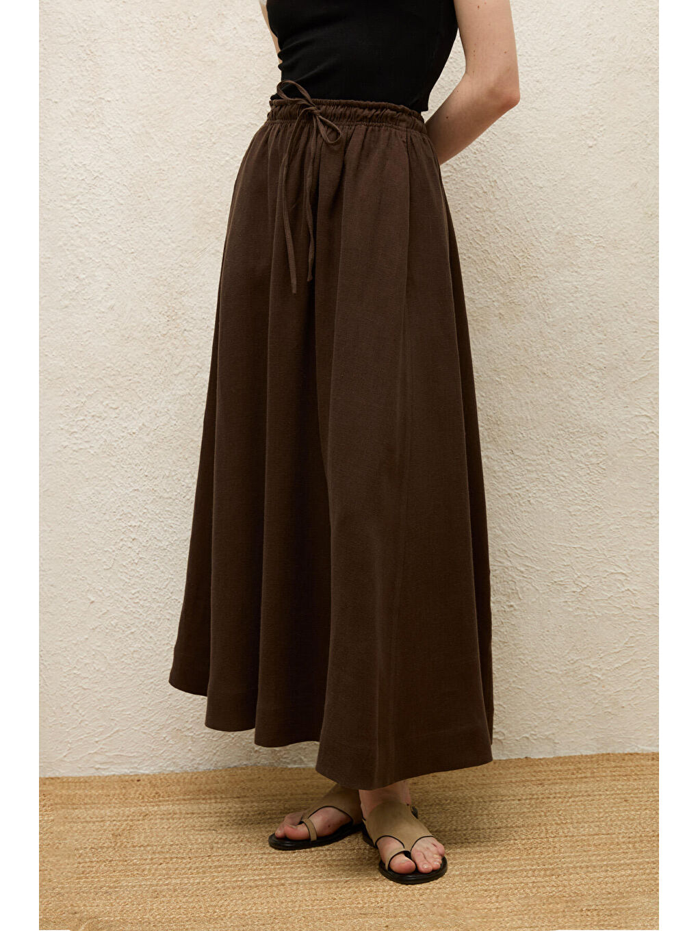 Kahverengi Bol Kesim Keten Etek Acı Kahve-3