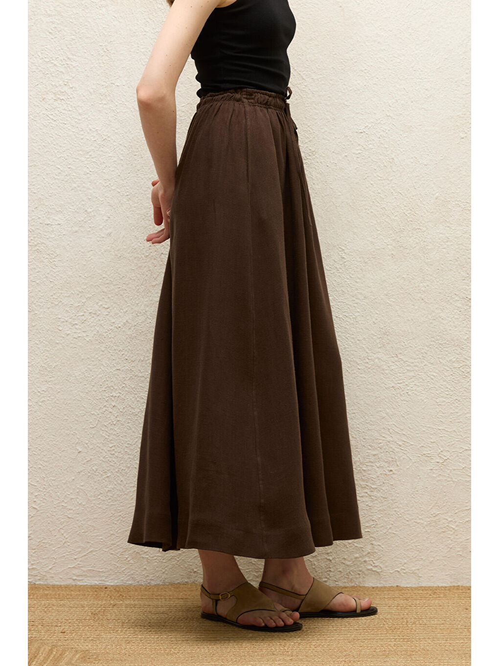 Kahverengi Bol Kesim Keten Etek Acı Kahve-4