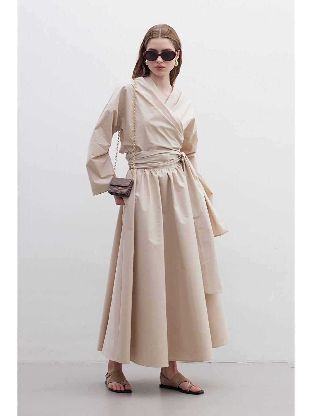 Bej Kimono Tarz Premium Gömlek Camel-3