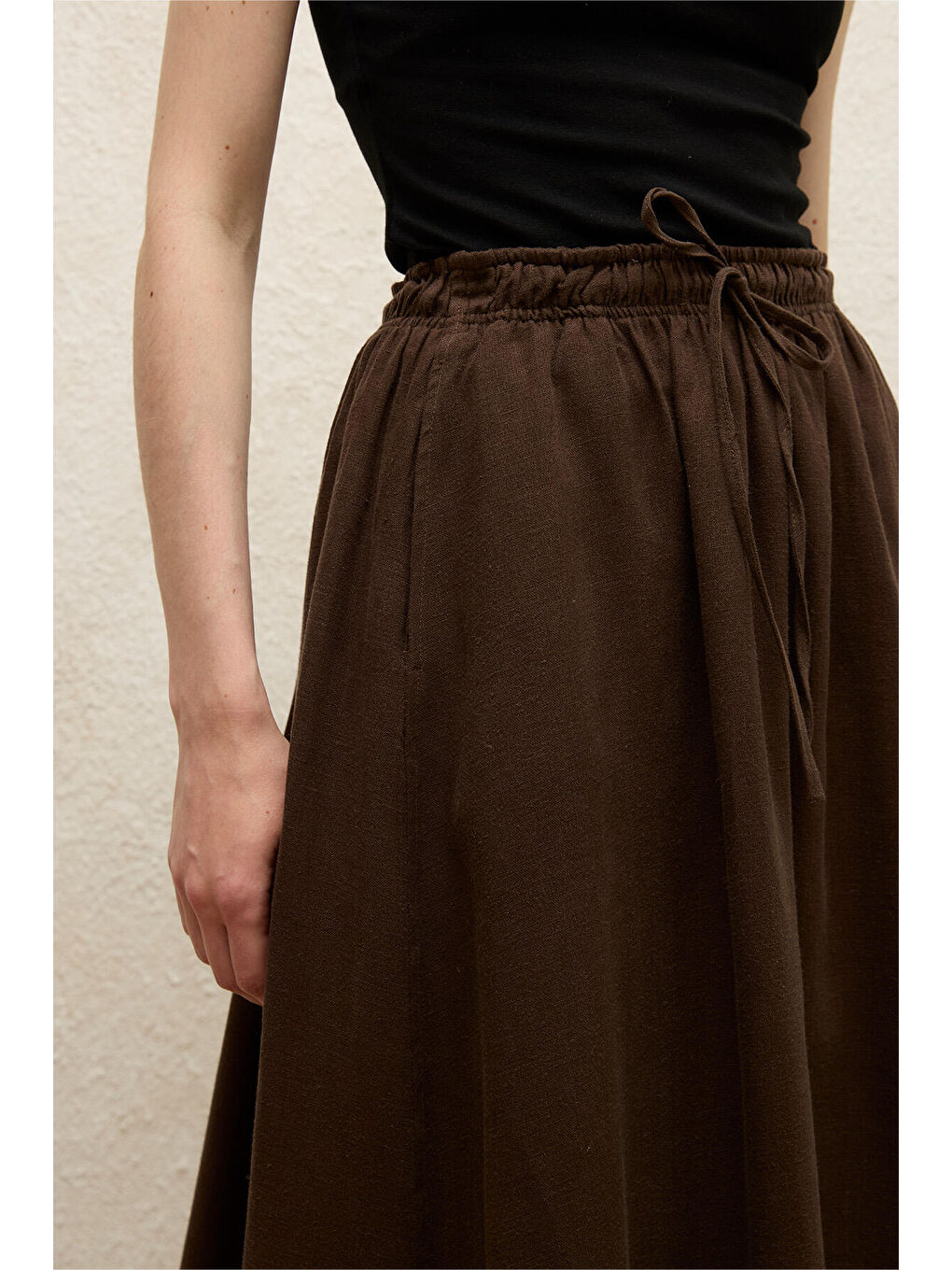 Kahverengi Bol Kesim Keten Etek Acı Kahve-5