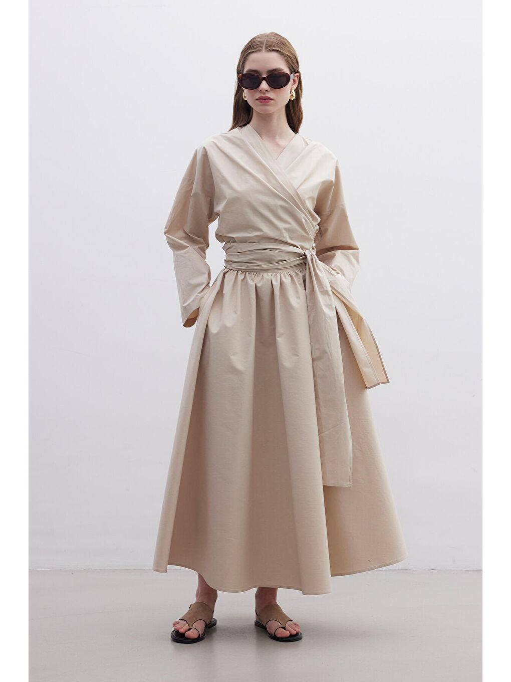 Bej Kimono Tarz Premium Gömlek Camel-4