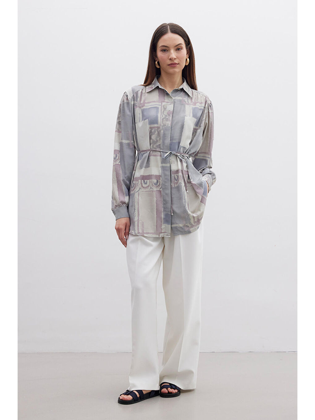 Gri Desenli Gömlek Rustıc