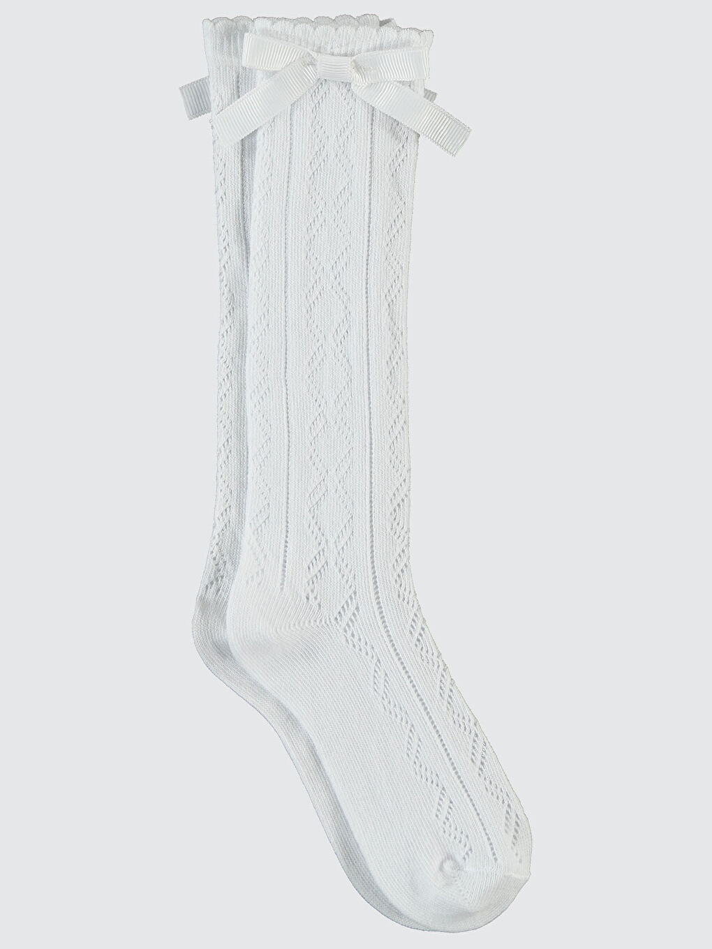 Kız Çocuk Dizaltı Çorap 5-11 Yaş Beyaz