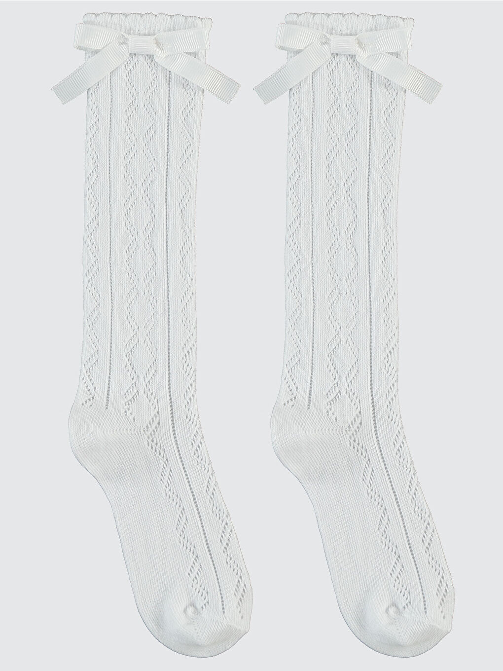 Kız Çocuk Dizaltı Çorap 5-11 Yaş Beyaz-1
