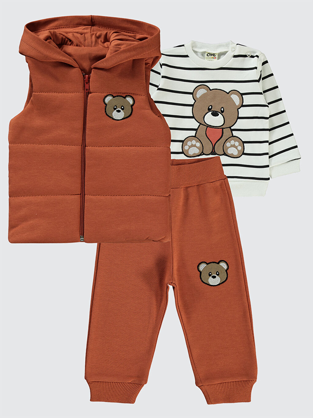 Kahverengi Kız Bebek Takım 6-18 Ay Kiremit
