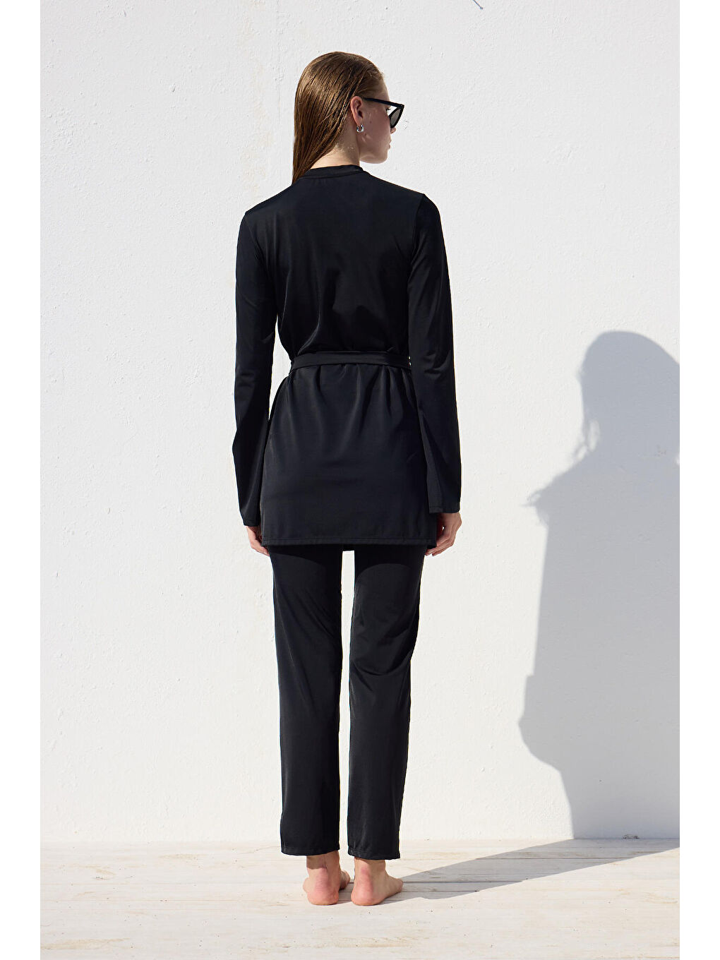 Kuşaklı 3'Lü Tesettür Mayo Takımı Siyah-6