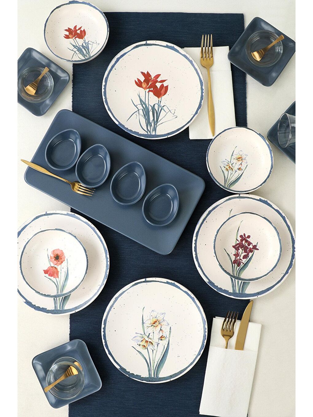 Karışık Anadolu Çiçekleri Kahvaltı Takımı 21 Parça 4 Kişilik-2