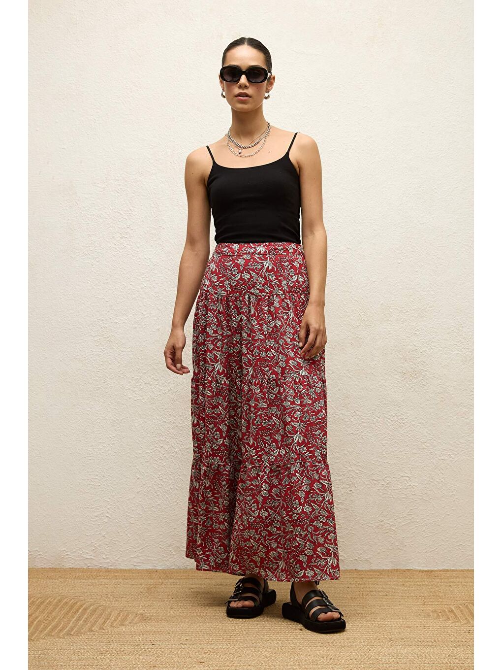 Karışık Viskon Desenli Etek Ethnıc-1