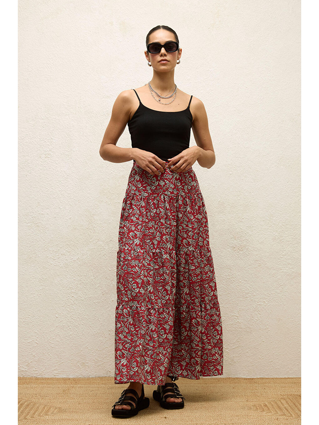 Karışık Viskon Desenli Etek Ethnıc-2