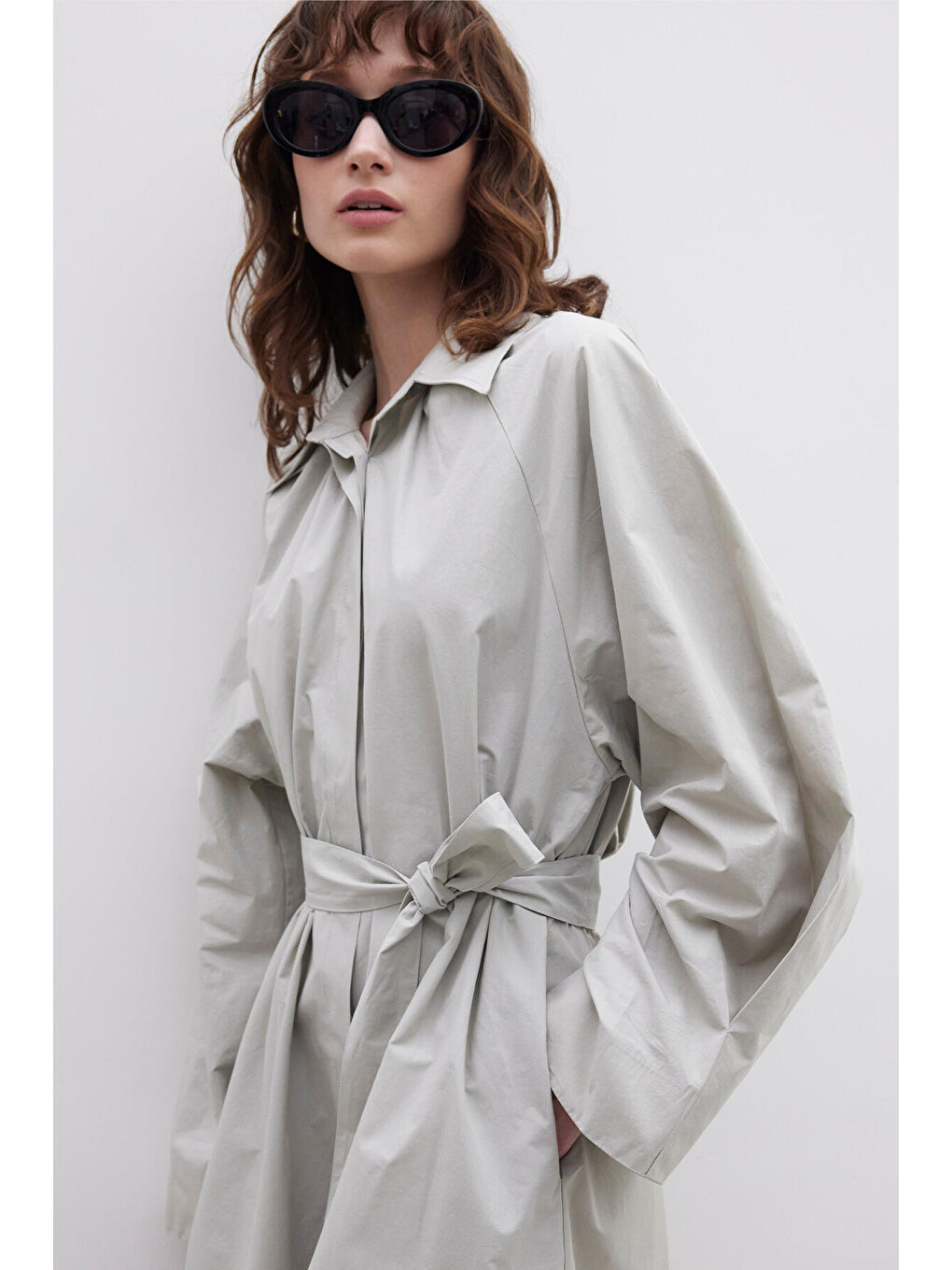 Kemerli Premium Gömlek Elbise Yeşil-4