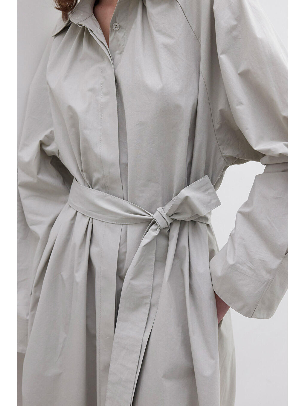 Kemerli Premium Gömlek Elbise Yeşil-5