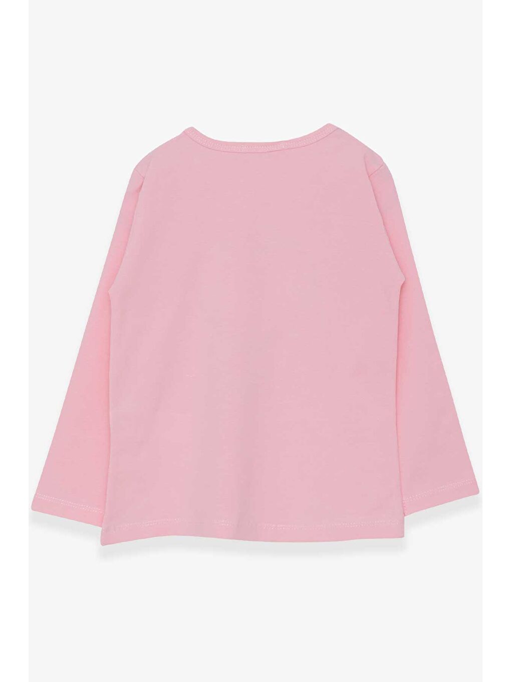 Pembe Kız Çocuk Uzun Kollu Tişört Kalpli Tül Nakışlı Pudra (5 Yaş)-1