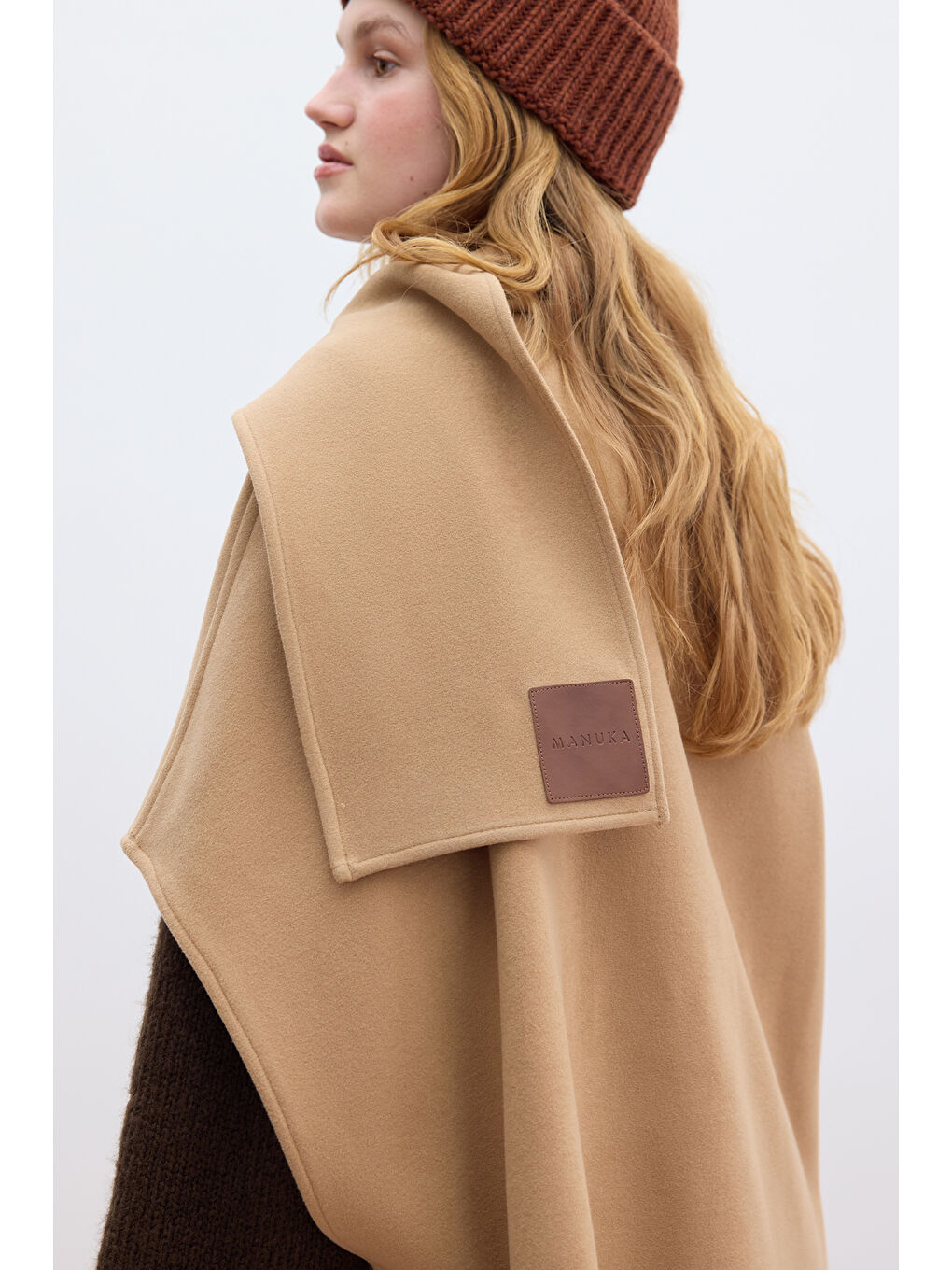 Kahverengi Atkılı Kaşe Panço Camel-3