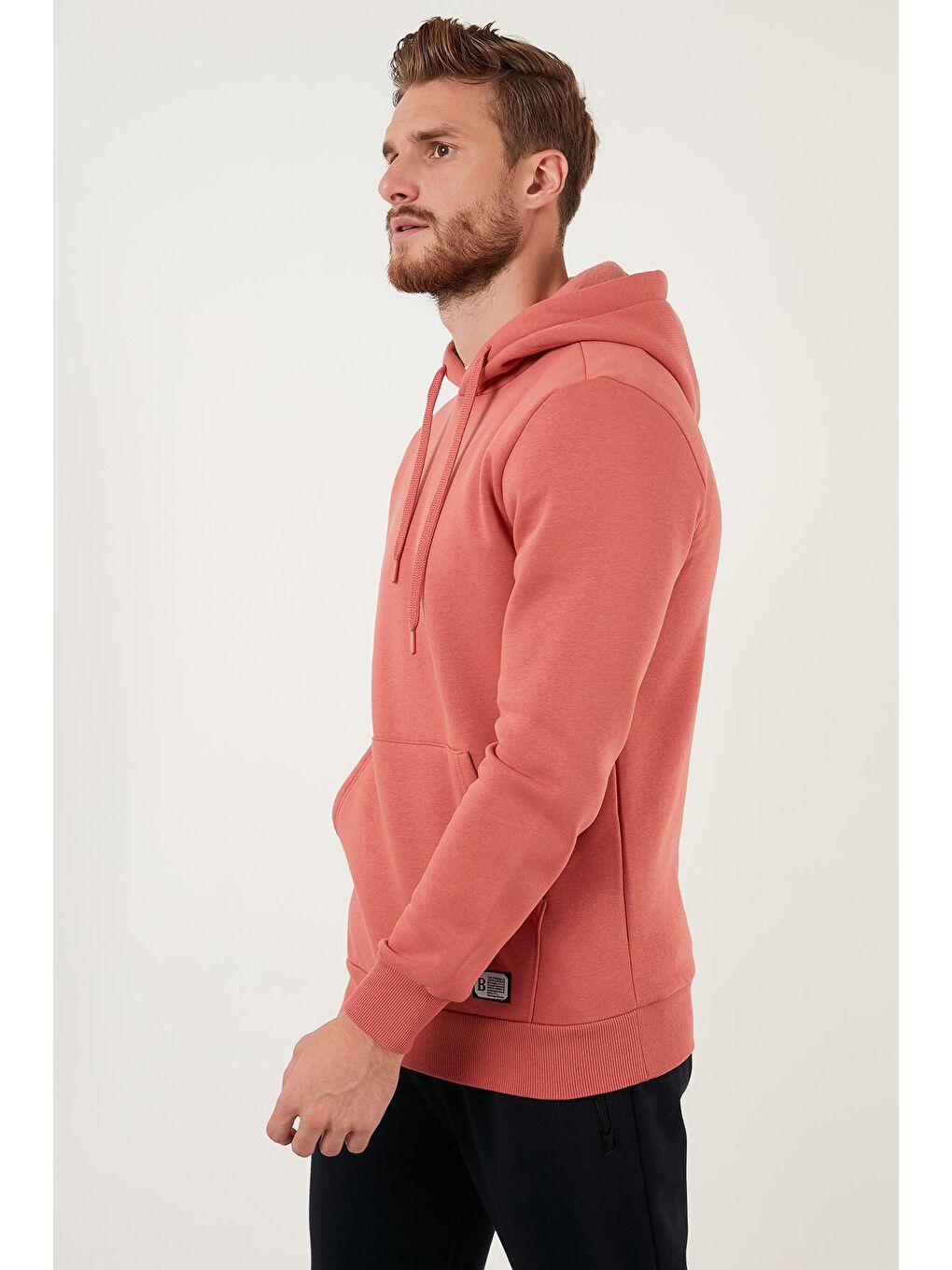 Kahverengi Slim Fit Kapüşonlu Kanguru Cepli İçi Tüylü Yumuşak Şardonlu Sweat 5905281-1