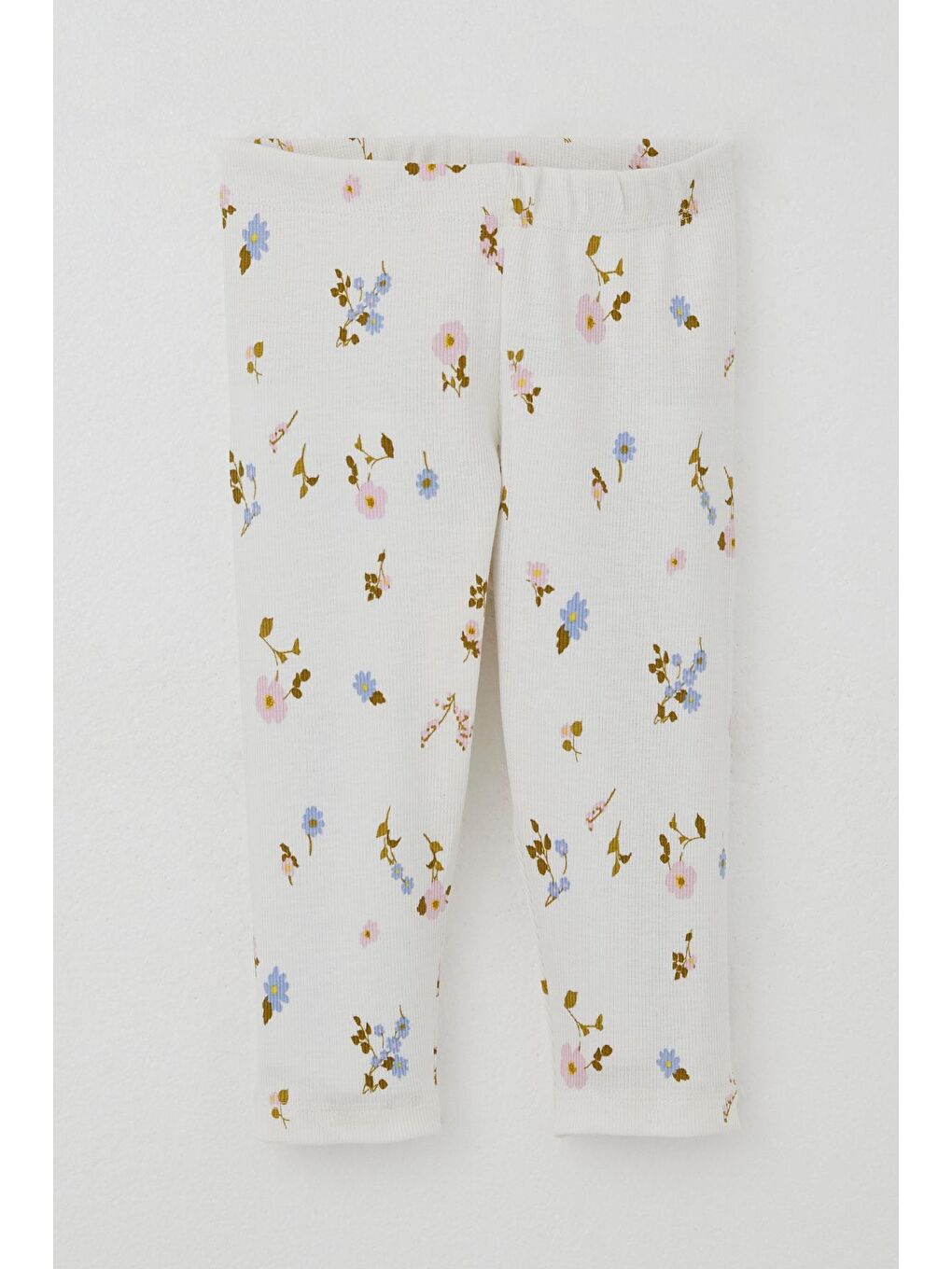 Kız Çocuk Taytlı Takım Renkli Çiçek Desenli Fırfırlı Ekru (2-6 Yaş)-6