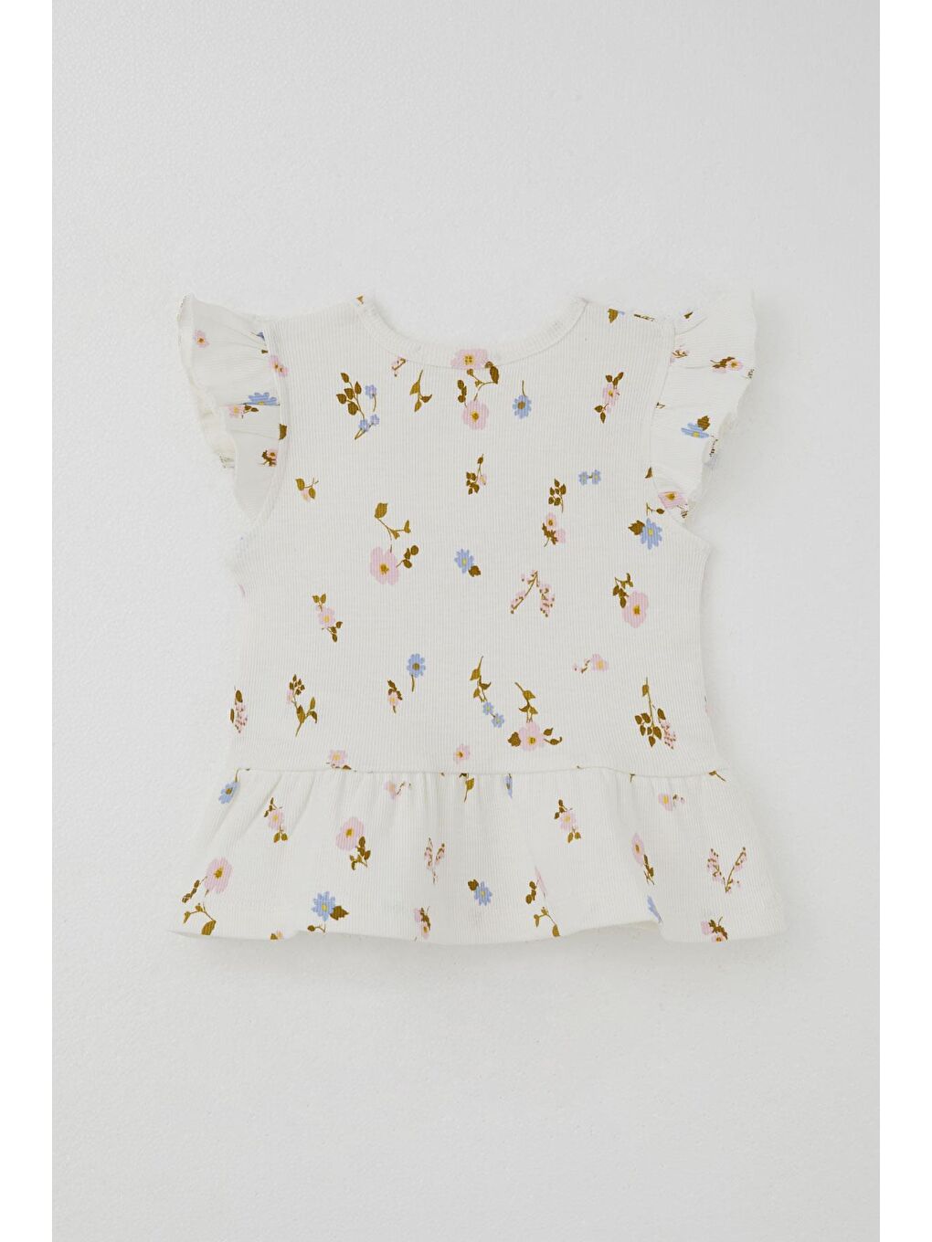 Kız Çocuk Taytlı Takım Renkli Çiçek Desenli Fırfırlı Ekru (2-6 Yaş)-7