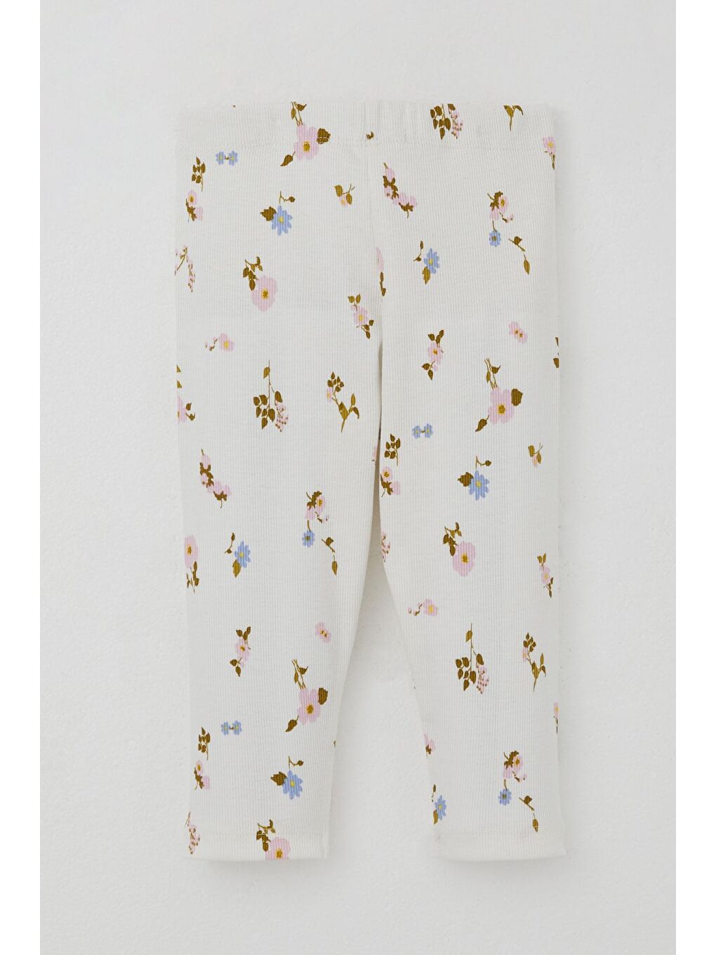 Kız Çocuk Taytlı Takım Renkli Çiçek Desenli Fırfırlı Ekru (2-6 Yaş)-8