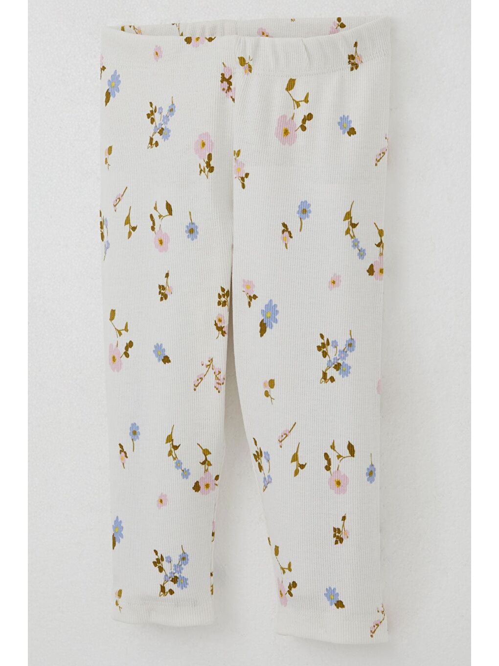 Kız Çocuk Taytlı Takım Renkli Çiçek Desenli Fırfırlı Ekru (2-6 Yaş)-10