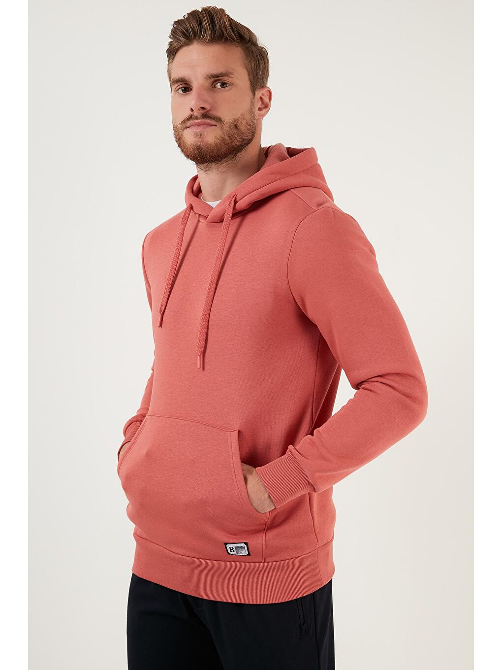 Kahverengi Slim Fit Kapüşonlu Kanguru Cepli İçi Tüylü Yumuşak Şardonlu Sweat 5905281-4